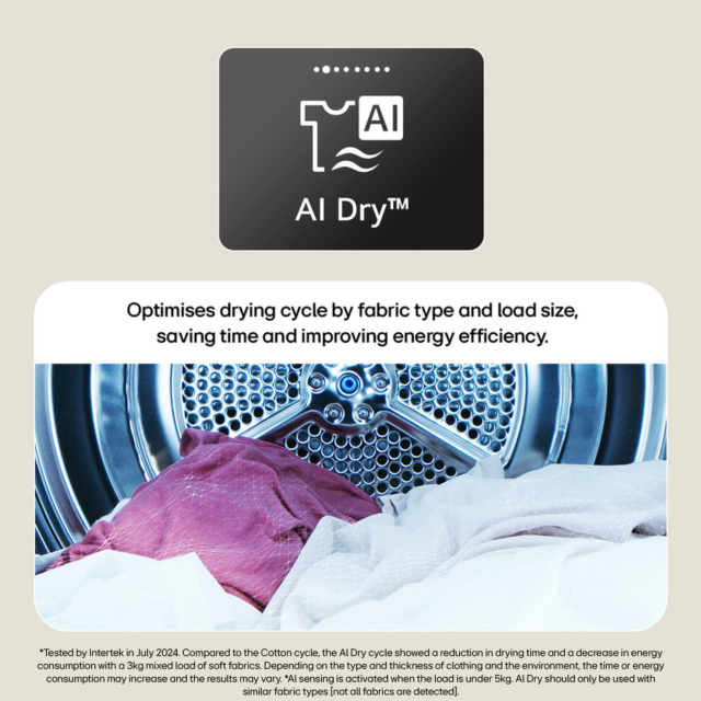 LG RHX5009TWB 9kg Heat Pump Tumble Dryer White