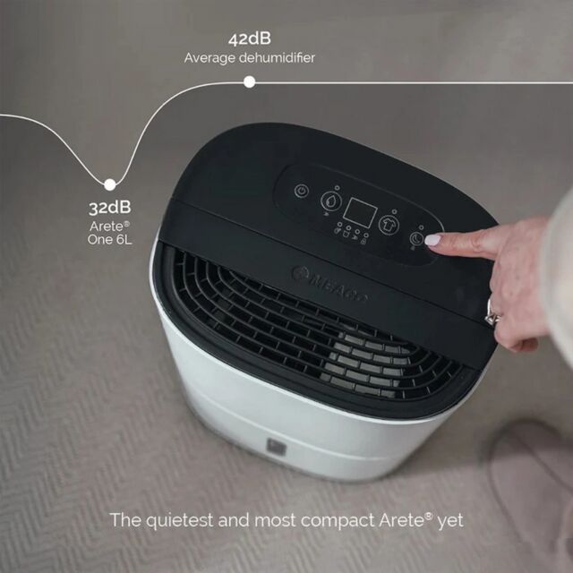 Meaco ARETEONE6L , 6L Compact Dehumidifier / Air Purifier - White And Charcoal Black