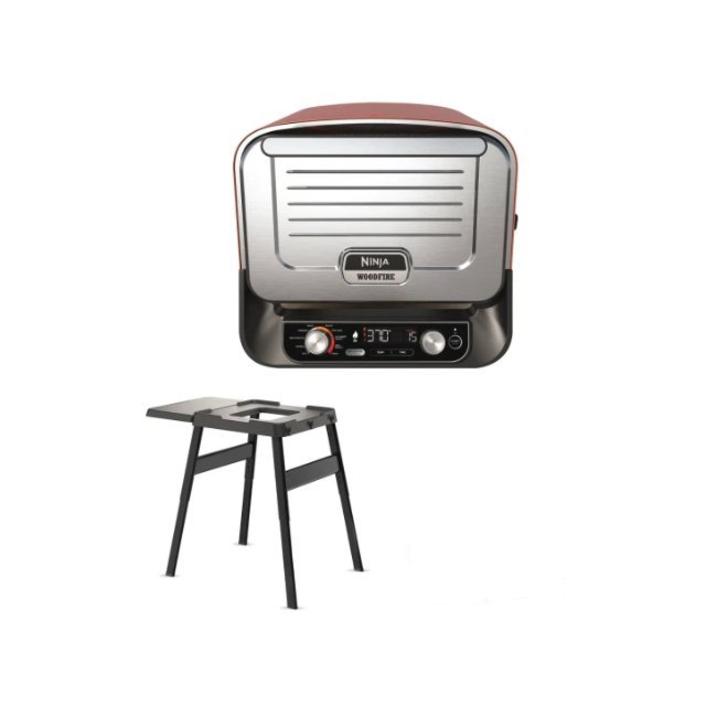 Ninja OO101UKKIT 307OO101UKSTANDKIT Woodfire Electric Outdoor Oven with BBQ Stand - Terracotta/Steel