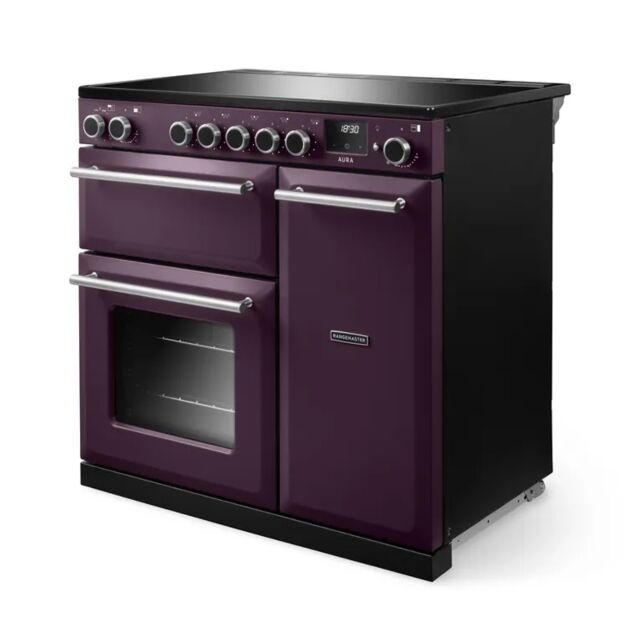 Rangemaster AURA90EIP/19290 90cm Induction Range Cooker - Plum with Onyx trim