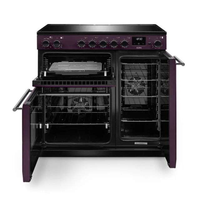 Rangemaster AURA90EIP/19338 90cm Induction Range Cooker - Plum with Brushed Nickel trim