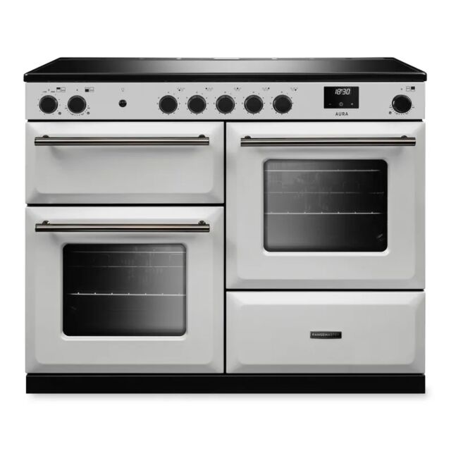 Rangemaster AURO110EI/19315 110cm Induction Range Cooker - White with Onyx trim