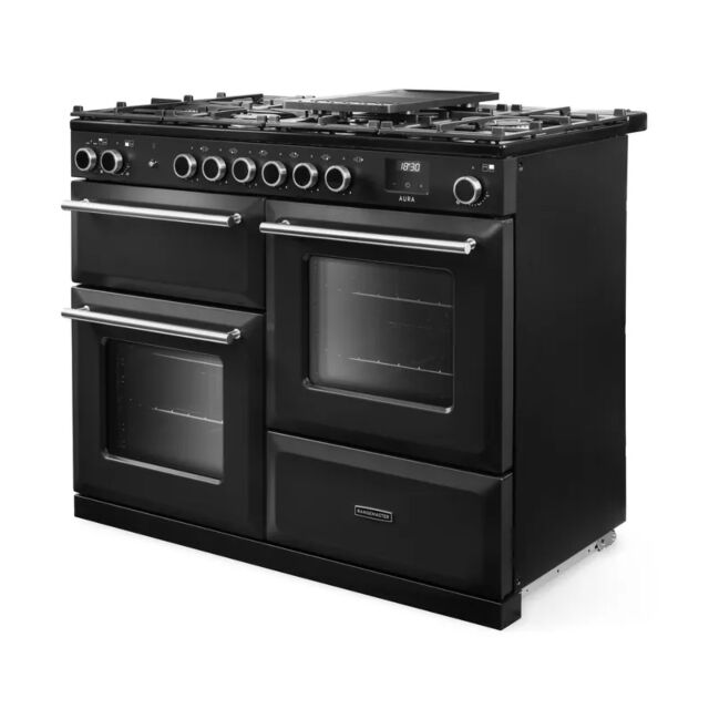Rangemaster AURO110EI/19316 110cm Induction Range Cooker - Charcoal Black with Onyx trim