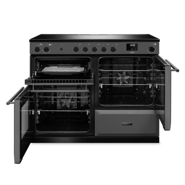 Rangemaster AURO110EI/19365 110cm Induction Range Cooker - Slate with Brushed Nickel trim