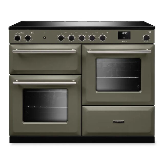Rangemaster AURO110EI/19369 110cm Induction Range Cooker - River Bed with Brushed Nickel trim