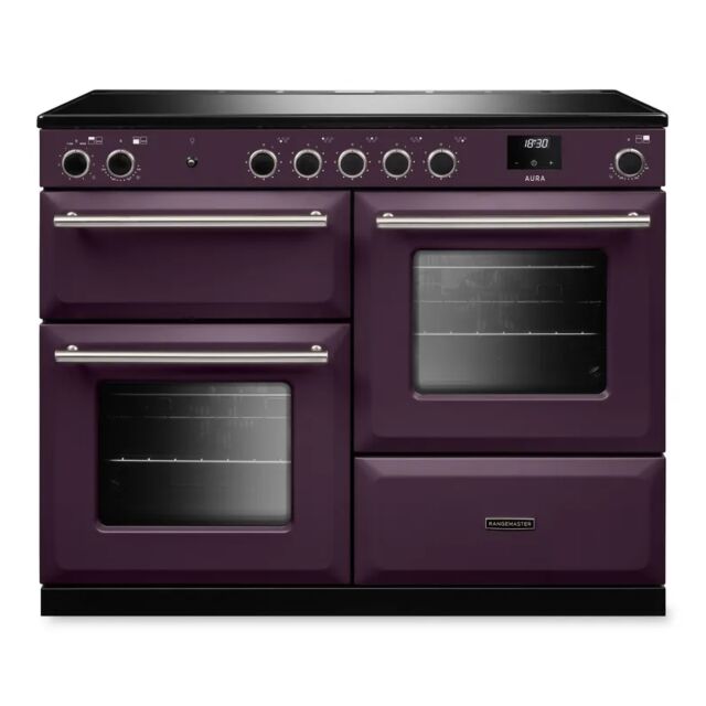 Rangemaster AURO110EI/19370 110cm Induction Range Cooker - Plum with Brushed Nickel trim