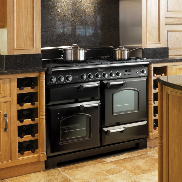 Rangemaster CDL110DFFCB/C CLASSIC DELUXE 110cm Dual Fuel Cooker, Charcoal Black