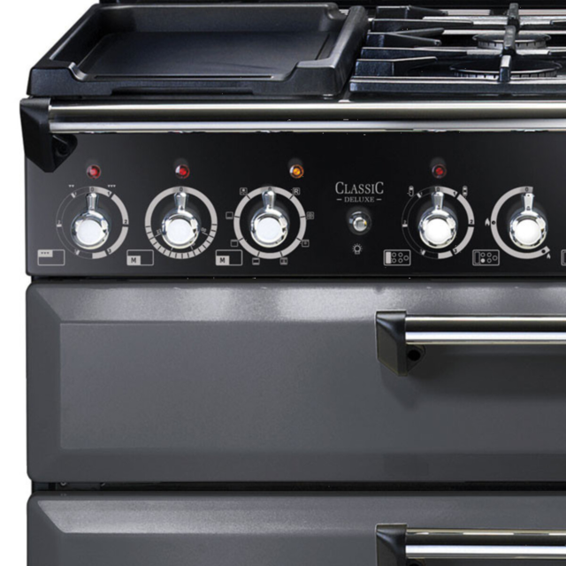 Rangemaster CDL110DFFSL/C (124280) CLASSIC DELUXE 110cm Dual Fuel Range Cooker, Slate/C