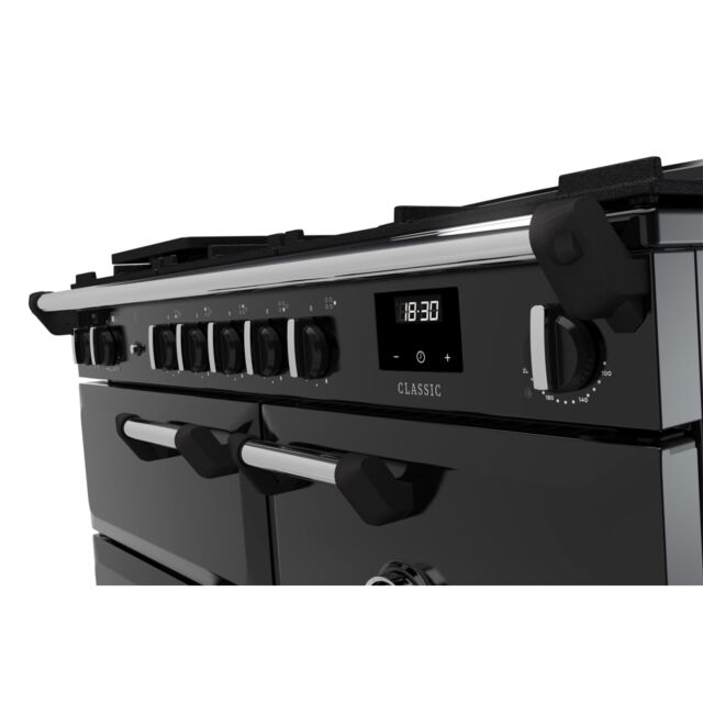 Rangemaster CL100DFPGBL/CM1 Classic 100cm Dual Fuel Cooker, Black/Chrome (2025)