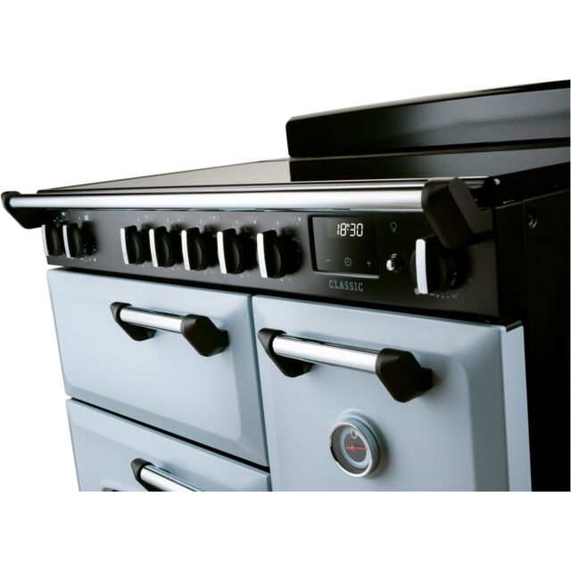 Rangemaster CL90EIPMSB/CM1 Classic 90cm Induction Cooker, Misty Blue/Chrome (2025)