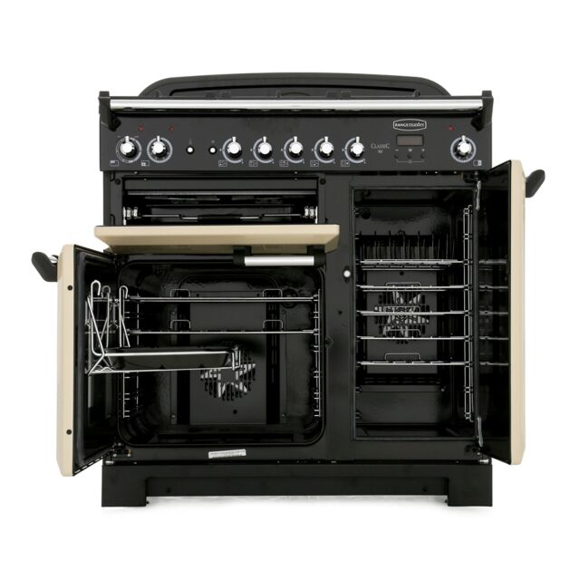 Rangemaster CLA90DFFCR/C (116500) CLASSIC 90cm Dual Fuel Range Cooker, Cream/Chrome Trim