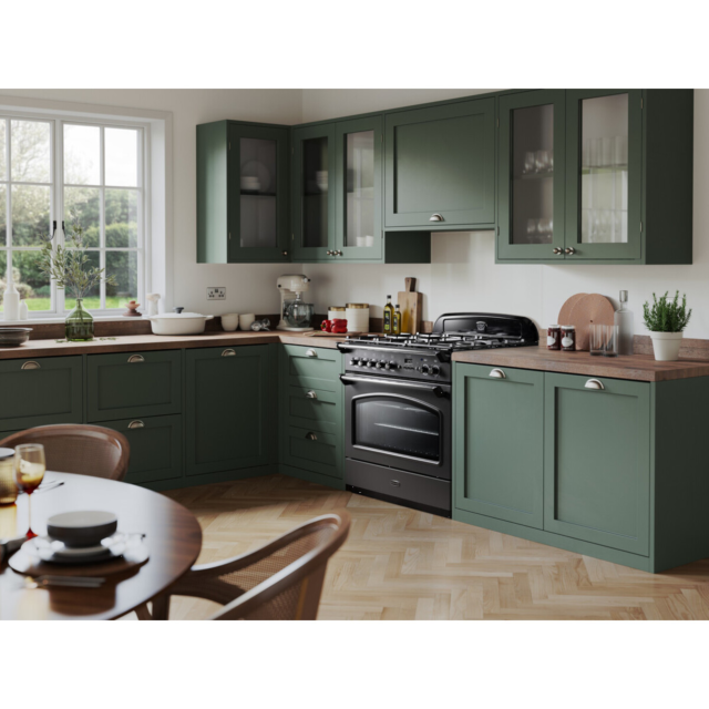 Rangemaster CLAS90FXDFFSL/C Classic FX 90cm Dual Fuel Cooker, Slate, Chrome Trim