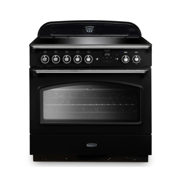 Rangemaster CLAS90FXEIBL/C Classic FX 90cm Induction Cooker, Black, Chrome