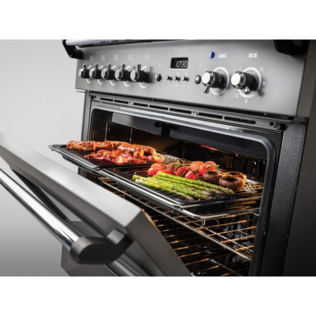 Rangemaster CLAS90FXEISB/C Classic FX 90cm Induction Cooker, Stone Blue, Chrome