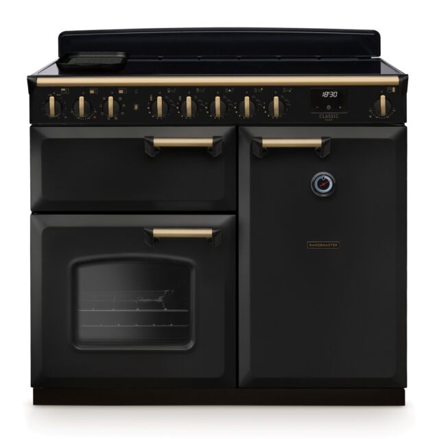 Rangemaster CLDL100EIPCBL/AB1 Classic Deluxe 100cm Induction Charcoal Black/Antique Brass