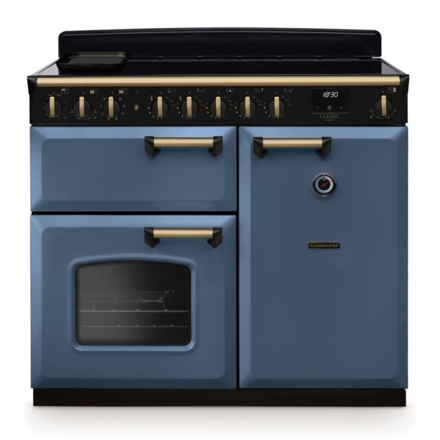 Rangemaster CLDL100EIPSTB/AB1 Classic Deluxe 100cm Induction Stone Blue/Antique Brass