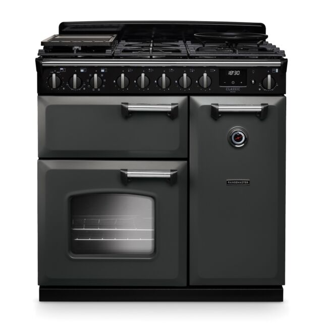 Rangemaster CLDL90DFPSLT/CM1 Classic Deluxe 90cm Dual Fuel Slate/Chrome
