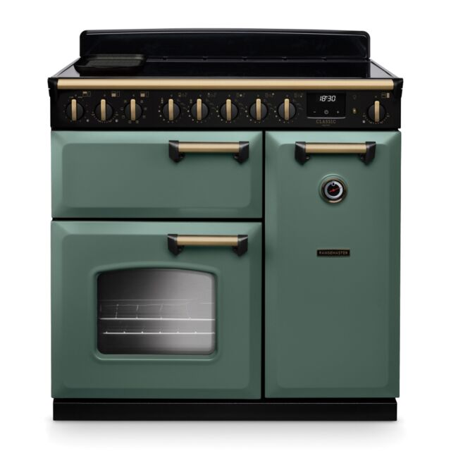Rangemaster CLDL90EIPMGR/AB1 Classic Deluxe 90cm Induction Mineral Green/Antique Brass