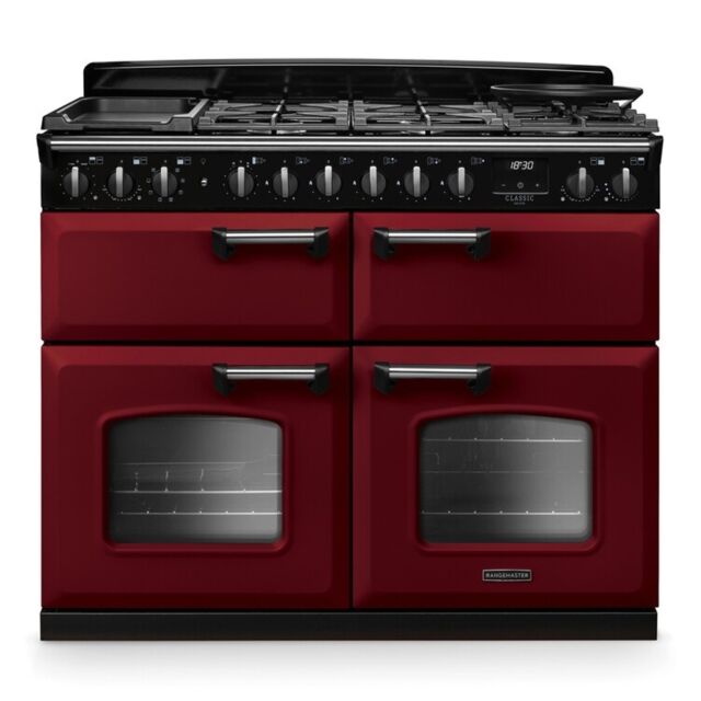 Rangemaster CLDLB110DFPBOR/CM1 Classic Deluxe 110cm BC Dual Fuel Bordeaux/Chrome