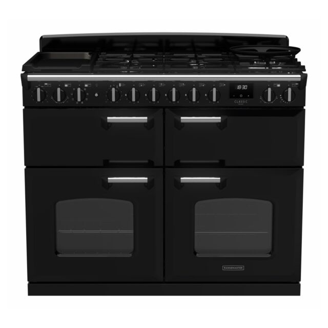 Rangemaster CLDLB110DFPGBL/CM1 Classic Deluxe 110cm BC Dual Fuel Black/Chrome
