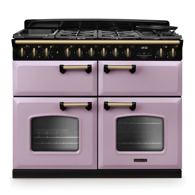 Rangemaster CLDLB110DFPHTH/AB1 Classic Deluxe 110cm BC Dual Fuel Heather/Antique Brass