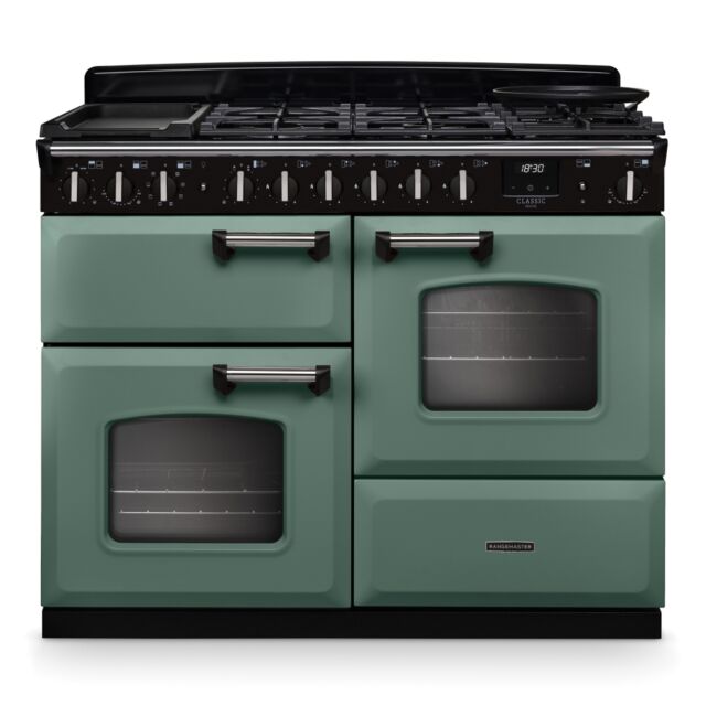 Rangemaster CLDLO110DFPMGR/CM1 Classic Deluxe 110cm OC Dual Fuel Mineral Green/Chrome