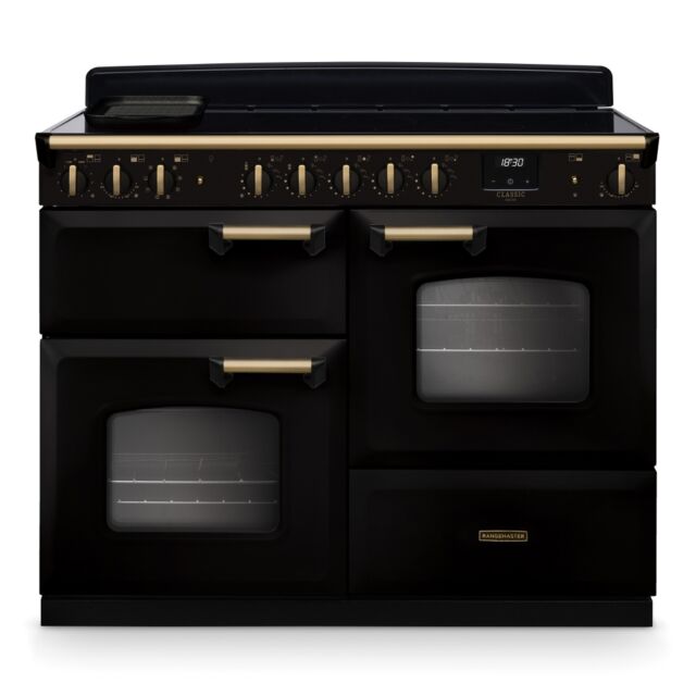 Rangemaster CLDLO110EIPGBL/AB1 Classic Deluxe 110cm OC Induction Black/Antique Brass