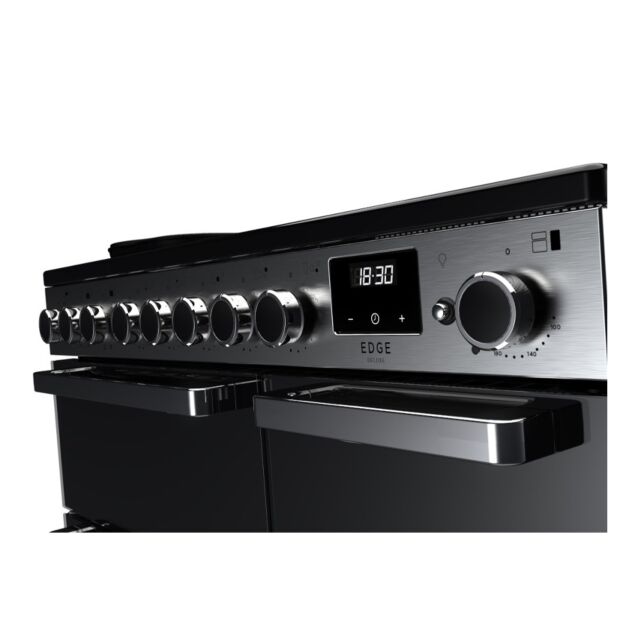 Rangemaster EDDL90EIGBLK/CM1 Edge Deluxe 90cm Induction Range Cooker, Black Glass/Chrome