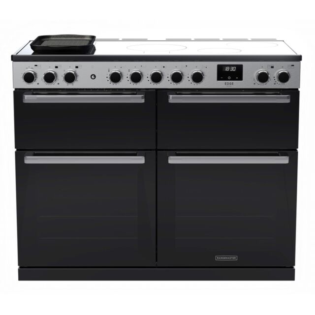 Rangemaster EDDLB110EIGBLK/CM1 Edge Deluxe 110cm Induction Range Cooker Black Glass/Chrome