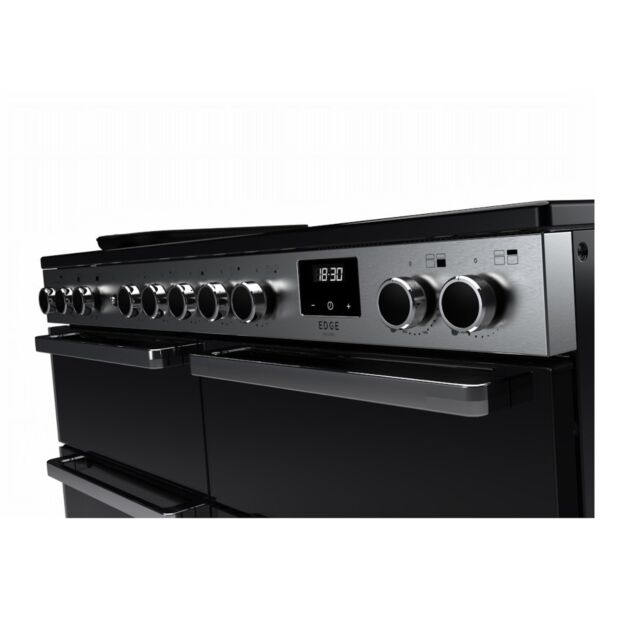 Rangemaster EDDLB110EIGBLK/CM1 Edge Deluxe 110cm Induction Range Cooker Black Glass/Chrome