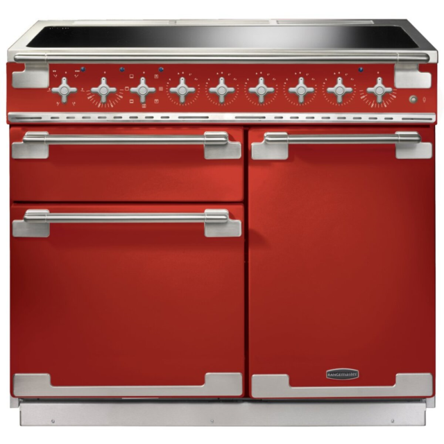 Rangemaster 100220 (ELS100EIRD) Elise 100cm Induction Range Cooker, Cherry Red/Chrome