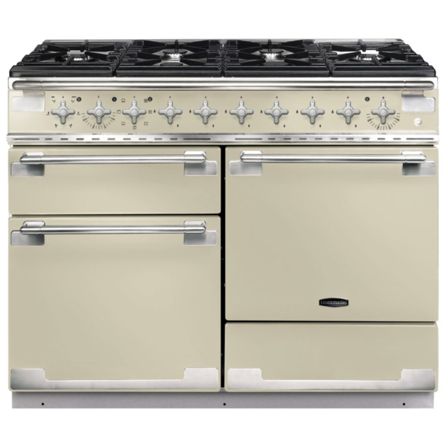 Rangemaster ELS110DFFCR Elise 110cm Dual Fuel Range Cooker, Cream/Chrome