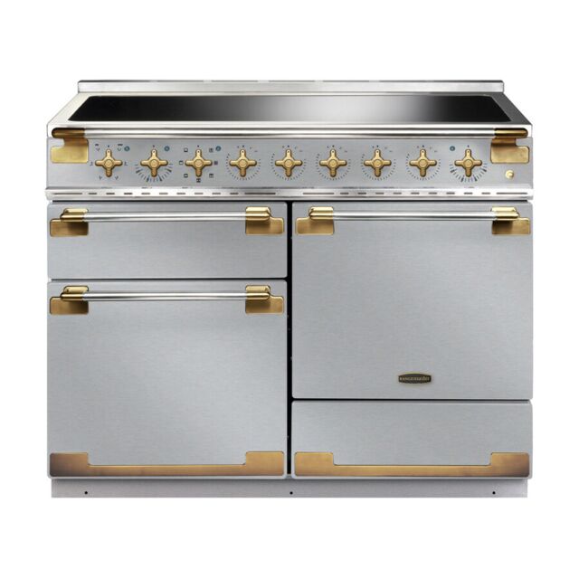 Rangemaster ELS110EISS/AB ELISE 110cm Induction Range Cooker, Stainless Steel with Antique Brass Trim