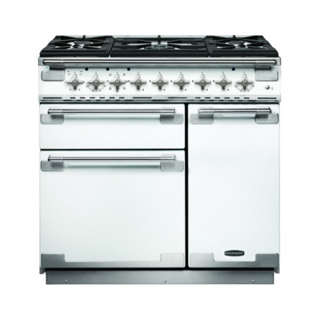 Rangemaster ELS90DFFWH Elise 90 Dual Fuel Range Cooker, White