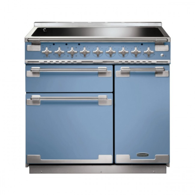 Rangemaster ELS90EICA/ 107890 Elise 90cm Induction Range Cooker, China Blue, Brushed Nickel Trim