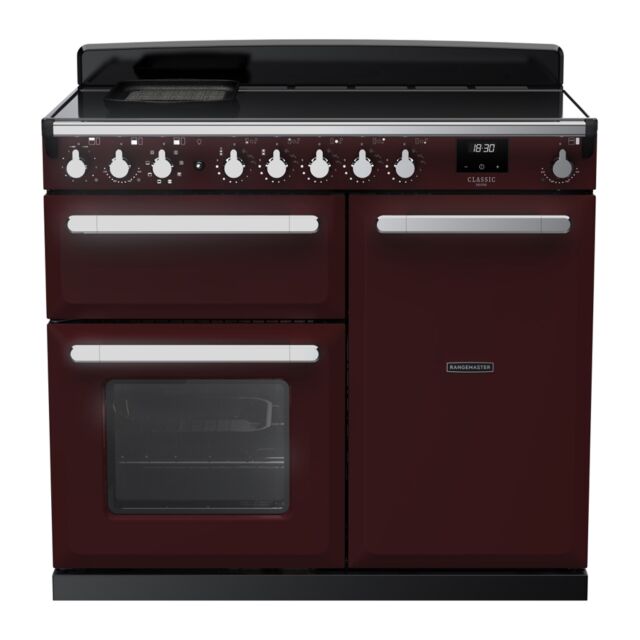 Rangemaster ESDL100EIPBOR/CM1 Estel Deluxe 100cm Induction Range Cooker, Bordeaux/Chrome