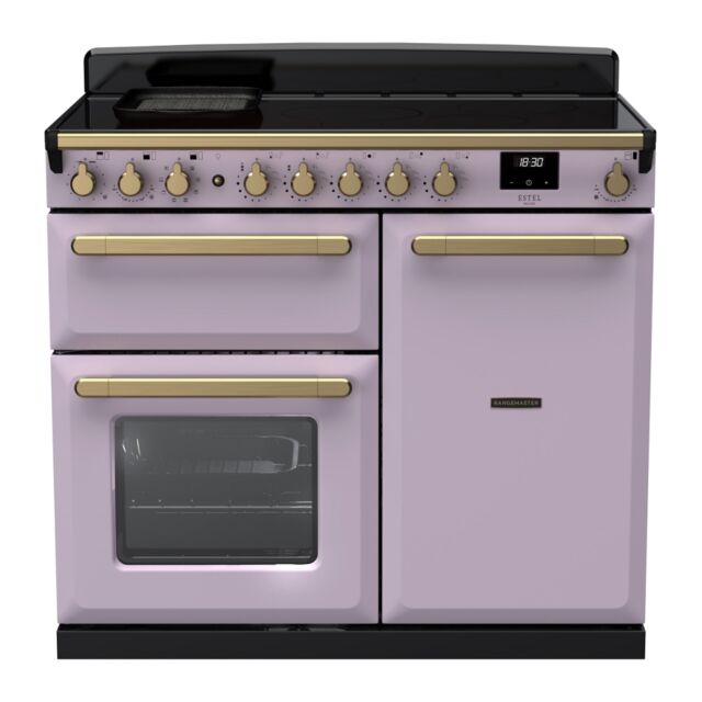 Rangemaster ESDL100EIPHTH/AB1 Estel Deluxe 100cm Induction Range Cooker, Heather/Antique Brass