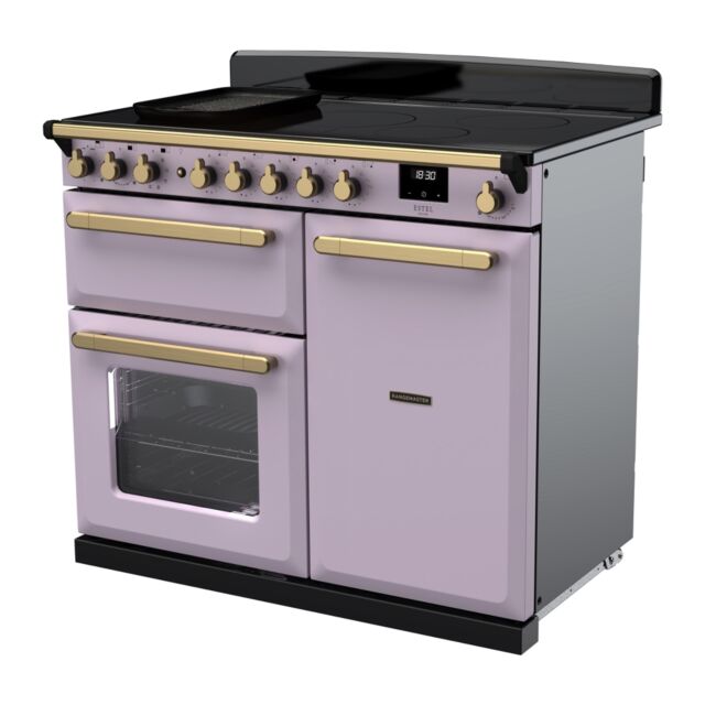 Rangemaster ESDL100EIPHTH/AB1 Estel Deluxe 100cm Induction Range Cooker, Heather/Antique Brass