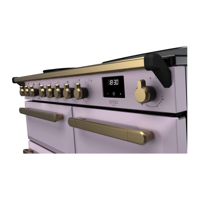 Rangemaster ESDL100EIPHTH/AB1 Estel Deluxe 100cm Induction Range Cooker, Heather/Antique Brass