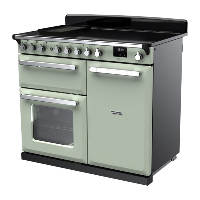 Rangemaster ESDL100EIPMNT/CM1 Estel Deluxe 100cm Induction Range Cooker, Mint/Chrome
