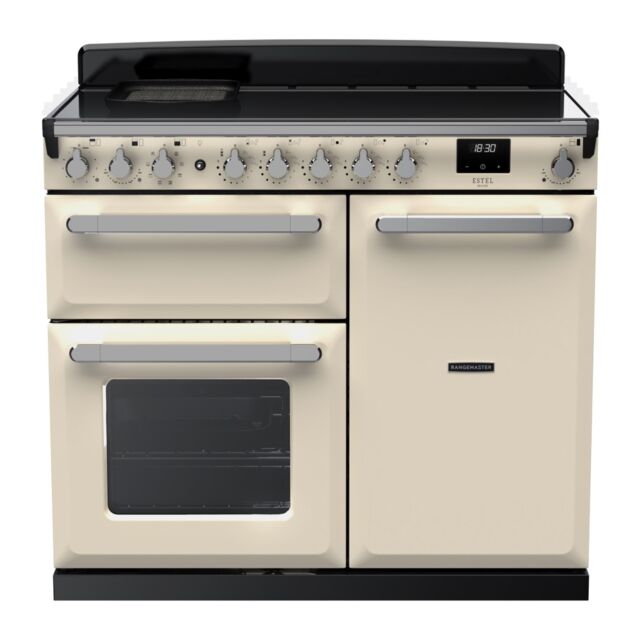 Rangemaster ESDL100EIPPCR/CM1 Estel Deluxe 100cm Induction Range Cooker, Pale Cream/Chrome