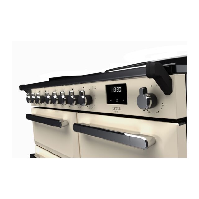 Rangemaster ESDL100EIPPCR/CM1 Estel Deluxe 100cm Induction Range Cooker, Pale Cream/Chrome