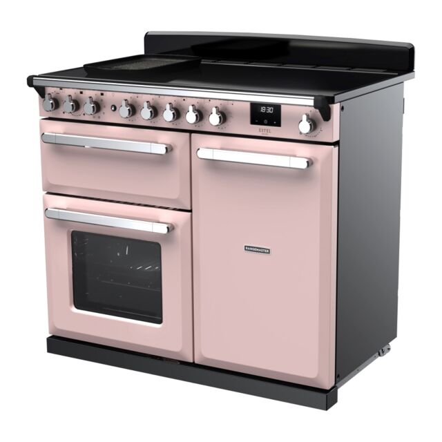 Rangemaster ESDL100EIPPPK/CM1 Estel Deluxe 100cm Induction Range Cooker, Pale Pink/Chrome