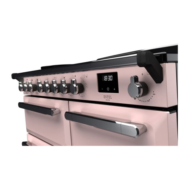 Rangemaster ESDL100EIPPPK/CM1 Estel Deluxe 100cm Induction Range Cooker, Pale Pink/Chrome