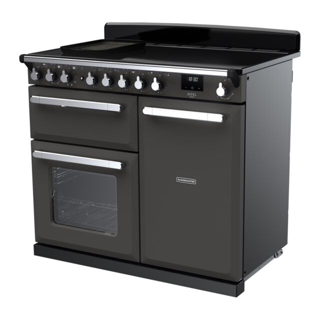 Rangemaster ESDL100EIPSLT/CM1 Estel Deluxe 100cm Induction Range Cooker, Slate/Chrome