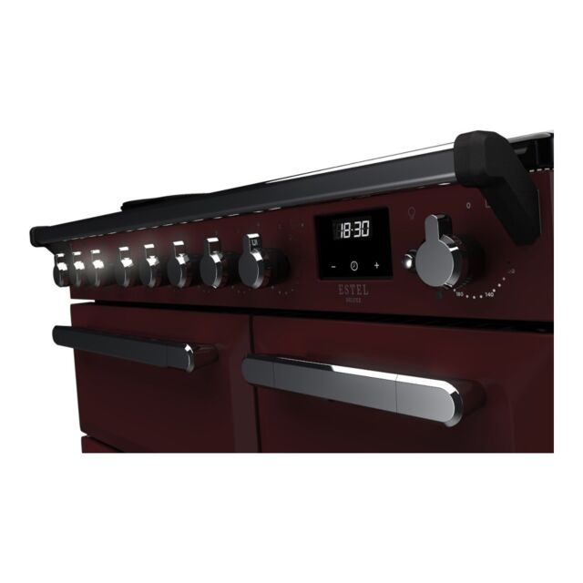 Rangemaster ESDL90EIPBOR/CM1 Estel Deluxe 90cm Induction Range Cooker, Bordeaux/Chrome
