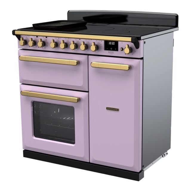 Rangemaster ESDL90EIPHTH/AB1 Estel Deluxe 90cm Induction Range Cooker, Heather/Antique Brass