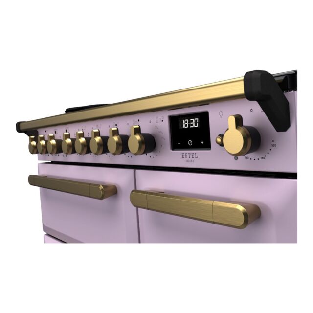 Rangemaster ESDL90EIPHTH/AB1 Estel Deluxe 90cm Induction Range Cooker, Heather/Antique Brass