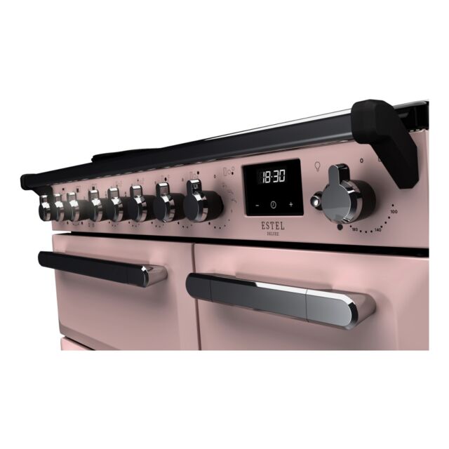 Rangemaster ESDL90EIPPPK/CM1 Estel Deluxe 90cm Induction Range Cooker, Pale Pink/Chrome