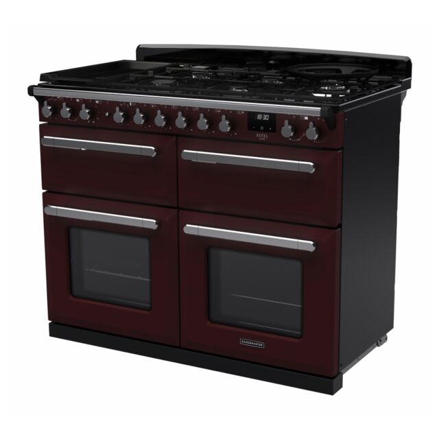 Rangemaster ESDLB110DFPBOR/CM1 Estel Deluxe 110cm BC Dual Fuel Range Cooker, Bordeaux/Chrome